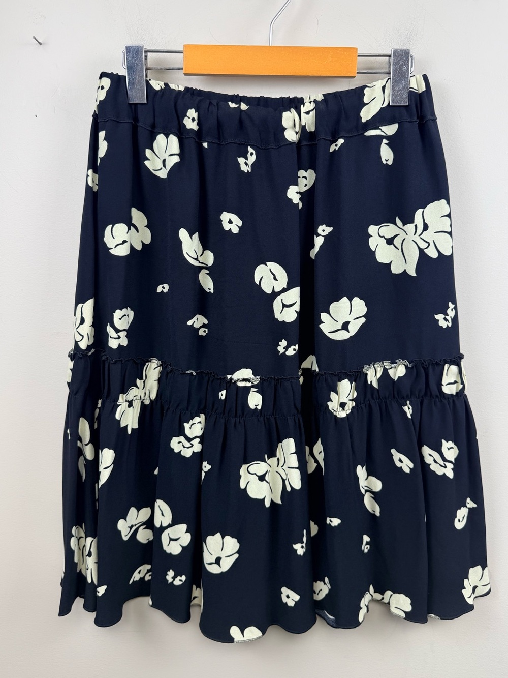 A.P.C rue Madame Paris viscose floral print pull on midi skirt with ruffle 40
